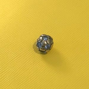 Pandora Charm - Soccer Ball, Light Blue Crystals